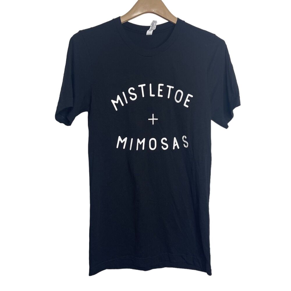 Christmas Mistletoe and Mimosas Tee Shirt Size Large Xmas Holiday Funny